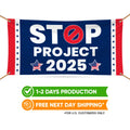 Stop Project 2025 Banner Sign, 13 Oz Waterproof Vote Democrat Banner, Vote Blue. For President 2024 Banner With Metal Grommets