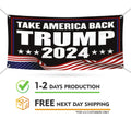 Trump 2024 Banner Sign, 13 Oz Heavy Duty Waterproof Donald Trump For President 2024 Take American Back Vinyl Banner with Metal Grommets