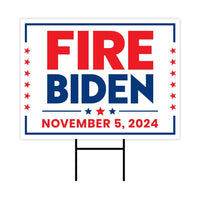 Fire Biden 2024 Yard Sign - Coroplast Anti Biden Sign, Election 2024, Fire Biden Lawn Sign with Metal H-Stake