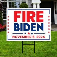 Fire Biden 2024 Yard Sign - Coroplast Anti Biden Sign, Election 2024, Fire Biden Lawn Sign with Metal H-Stake