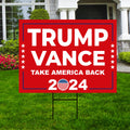 Trump Vance 2024 Yard Sign - Coroplast American Flag Donald Trump For President 2024, Take America Back Yard Sign with Metal H-Stake
