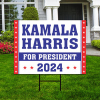 Kamala Harris 2024 Yard Sign - Coroplast Kamala Harris For President 2024 Lawn Sign, 2024 President Election Harris Signs with Metal H-Stake