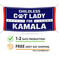 Kamala Harris 2024 Banner Sign, 13 Oz Harris For President 2024, Childless Cat Ladies Election 2024, Harris Vinyl Banner with Metal Grommets