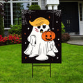 Halloween Trump Ghost Yard Sign - Coroplast Trumpkin Lawn Sign, Halloween Republican Gift, Trump Vance 2024 Yard Signs with Metal H-Stake