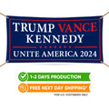 Trump Vance Kennedy 2024 Banner Sign, 13 Oz Heavy Duty Waterproof Trump For President 2024, Unite America Vinyl Banner with Metal Grommets