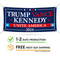 Trump Vance Kennedy 2024 Banner Sign, 13 Oz Heavy Duty Waterproof Trump For President 2024, Unite America Vinyl Banner with Metal Grommets