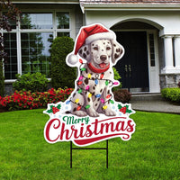Christmas Yard Sign - Christmas Dog Lawn Sign, Holiday, Winter, Xmas Dog Lover Sign, Merry Christmas Welcome Yard Sign with Metal H-Stake