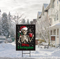 Coffee Lover Christmas Yard Sign - Christmas Skeleton Lawn Sign, Xmas, Holiday, Winter, Merry Christmas Welcome Yard Sign with Metal H-Stake
