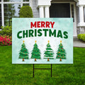 Christmas Yard Sign - Coroplast Christmas Tree Lawn Sign, Holiday, Winter, Xmas Tree, Merry Christmas Welcome Yard Sign with Metal H-Stake