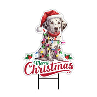 Christmas Yard Sign - Christmas Dog Lawn Sign, Holiday, Winter, Xmas Dog Lover Sign, Merry Christmas Welcome Yard Sign with Metal H-Stake