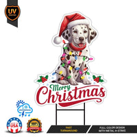 Christmas Yard Sign - Christmas Dog Lawn Sign, Holiday, Winter, Xmas Dog Lover Sign, Merry Christmas Welcome Yard Sign with Metal H-Stake
