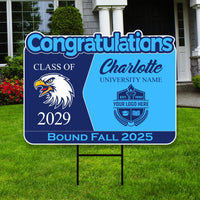 Personalized College Bound Future Yard Sign, College Logo Sign, Custom Graduate College University Bound Future Yard Sign with Metal H-Stake