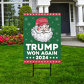 Santa Make America Great Again Yard Sign - Trump Won Again, Christmas Santa Sign, Trump Christmas Holiday Yard Sign with Metal H-Stake