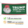 Santa Make America Great Again Banner Sign, Trump Won Again, Christmas Santa Sign, Trump Christmas Holiday Vinyl Banner with Metal Grommets