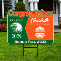 Personalized College Bound Future Yard Sign, College Logo Sign, Custom Graduate College University Bound Future Yard Sign with Metal H-Stake