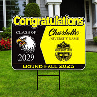 Personalized College Bound Future Yard Sign, College Logo Sign, Custom Graduate College University Bound Future Yard Sign with Metal H-Stake