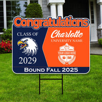 Personalized College Bound Future Yard Sign, College Logo Sign, Custom Graduate College University Bound Future Yard Sign with Metal H-Stake