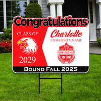 Personalized College Bound Future Yard Sign, College Logo Sign, Custom Graduate College University Bound Future Yard Sign with Metal H-Stake