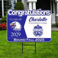 Personalized College Bound Future Yard Sign, College Logo Sign, Custom Graduate College University Bound Future Yard Sign with Metal H-Stake