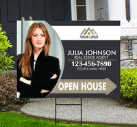 Personalized Real Estate Yard Sign - Coroplast Personalized Open House Yard Sign, Custom For Sale Realtor Lawn Sign with Metal H-Stake