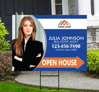 Personalized Real Estate Yard Sign - Coroplast Personalized Open House Yard Sign, Custom For Sale Realtor Lawn Sign with Metal H-Stake