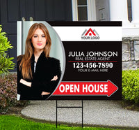 Personalized Real Estate Yard Sign - Coroplast Personalized Open House Yard Sign, Custom For Sale Realtor Lawn Sign with Metal H-Stake