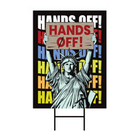 Hands Off Our Democracy Yard Sign - Resist Hate Lawn Sign, Anti-Trump Sign, Statue of Liberty, Resist Fascism Yard Sign with Metal H-Stake