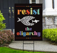 Resist the Oligarchy Yard Sign - Resist Hate Lawn Sign, Anti-Trump Sign, Statue of Liberty, Resist Fascism Yard Sign with Metal H-Stake