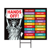 Hands Off Protest Yard Sign - Resist Hate Lawn Sign, Anti-Trump Sign, Resist Racism, Resist Fascism Yard Sign with Metal H-Stake