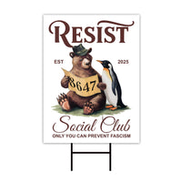 Bears Penguins RESIST Yard Sign - Resist Hate Lawn Sign, Anti-Trump Sign, Resist Racism, Resist Fascism Yard Sign with Metal H-Stake