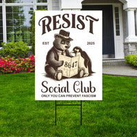 Bears Penguins RESIST Yard Sign - Resist Hate Lawn Sign, Anti-Trump Sign, Resist Racism, Resist Fascism Yard Sign with Metal H-Stake