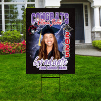 Personalized Graduation Yard Sign 2025 with Photo - Graduation Lawn Sign, Class of 2025, Custom Graduation 2025 Yard Sign with Metal H-Stake