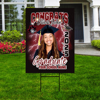 Personalized Graduation Yard Sign 2025 with Photo - Graduation Lawn Sign, Class of 2025, Custom Graduation 2025 Yard Sign with Metal H-Stake