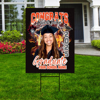 Personalized Graduation Yard Sign 2025 with Photo - Graduation Lawn Sign, Class of 2025, Custom Graduation 2025 Yard Sign with Metal H-Stake