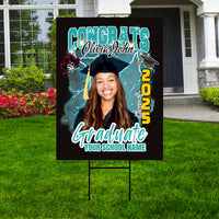 Personalized Graduation Yard Sign 2025 with Photo - Graduation Lawn Sign, Class of 2025, Custom Graduation 2025 Yard Sign with Metal H-Stake
