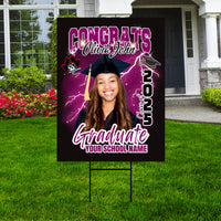 Personalized Graduation Yard Sign 2025 with Photo - Graduation Lawn Sign, Class of 2025, Custom Graduation 2025 Yard Sign with Metal H-Stake