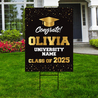 Personalized Graduation Yard Sign 2025 - Coroplast Grad Sign Class of 2025 Graduate Sign Custom Graduation 2025 Yard Sign with Metal H-Stake