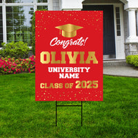 Personalized Graduation Yard Sign 2025 - Coroplast Grad Sign Class of 2025 Graduate Sign Custom Graduation 2025 Yard Sign with Metal H-Stake