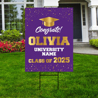 Personalized Graduation Yard Sign 2025 - Coroplast Grad Sign Class of 2025 Graduate Sign Custom Graduation 2025 Yard Sign with Metal H-Stake
