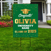Personalized Graduation Yard Sign 2025 - Coroplast Grad Sign Class of 2025 Graduate Sign Custom Graduation 2025 Yard Sign with Metal H-Stake