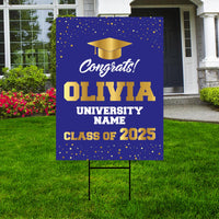 Personalized Graduation Yard Sign 2025 - Coroplast Grad Sign Class of 2025 Graduate Sign Custom Graduation 2025 Yard Sign with Metal H-Stake