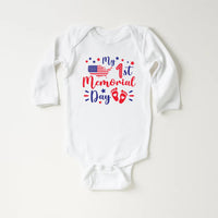 First Memorial Day Baby Bodysuit, Baby Shirt, Toddler Sweatshirt - Cute Patriotic America Outfit, Red White Blue Baby Gift for Newborns
