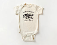 Happy First Mother’s Day Baby Shirt, Baby Bodysuit, Toddler Sweatshirt - Personalized Outfit with Mother’s Day Date, New Mom Baby Gift