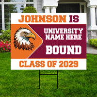 Personalized College Bound Future Yard Sign, College Logo Sign, Custom Graduate College University Bound Future Yard Sign with Metal H-Stake