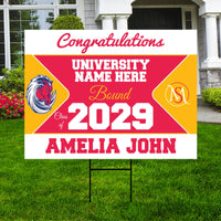 Personalized College Bound Future Yard Sign, College Logo Sign, Custom Graduate College University Bound Future Yard Sign with Metal H-Stake