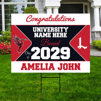 Personalized College Bound Future Yard Sign, College Logo Sign, Custom Graduate College University Bound Future Yard Sign with Metal H-Stake
