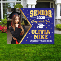 Personalized Graduation Yard Sign 2025 with Photo - Grad Sign, Class of 2025, Custom Graduation 2025 Yard Sign with Metal H-Stake