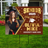 Personalized Graduation Yard Sign 2025 with Photo - Grad Sign, Class of 2025, Custom Graduation 2025 Yard Sign with Metal H-Stake