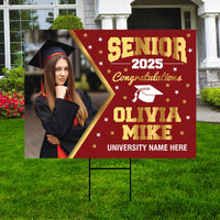 Personalized Graduation Yard Sign 2025 with Photo - Grad Sign, Class of 2025, Custom Graduation 2025 Yard Sign with Metal H-Stake