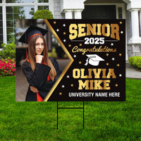 Personalized Graduation Yard Sign 2025 with Photo - Grad Sign, Class of 2025, Custom Graduation 2025 Yard Sign with Metal H-Stake